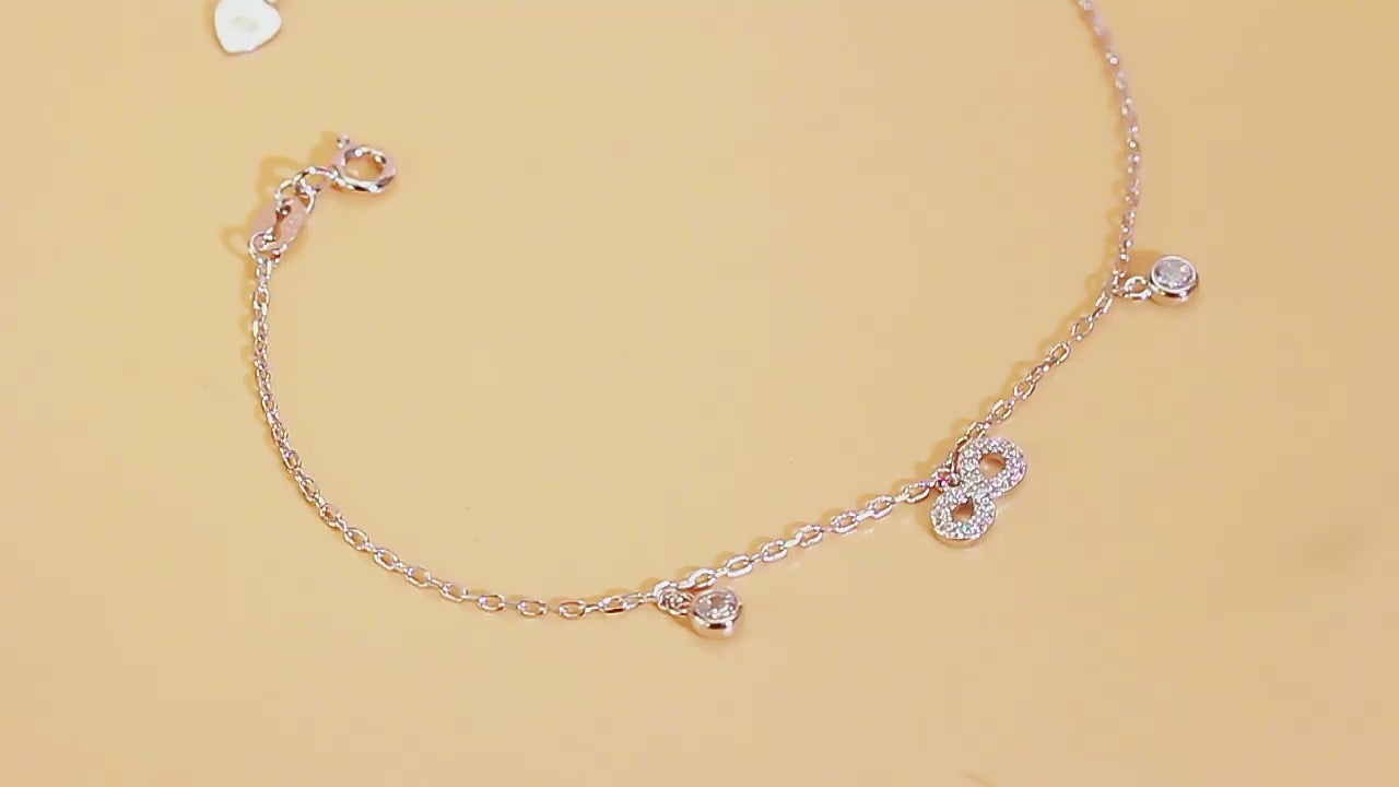 925 Sterling Silver Infinity Bracelet – Cubic Zirconia