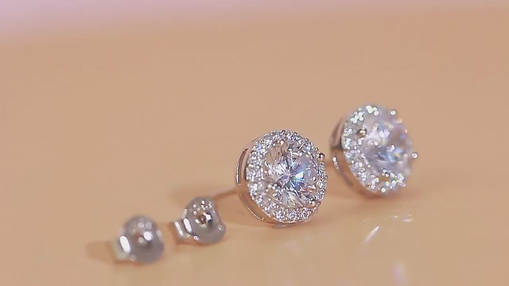 6mm 925 Sterling Silver Round Cubic Zirconia Stud Earrings – Sparkling White