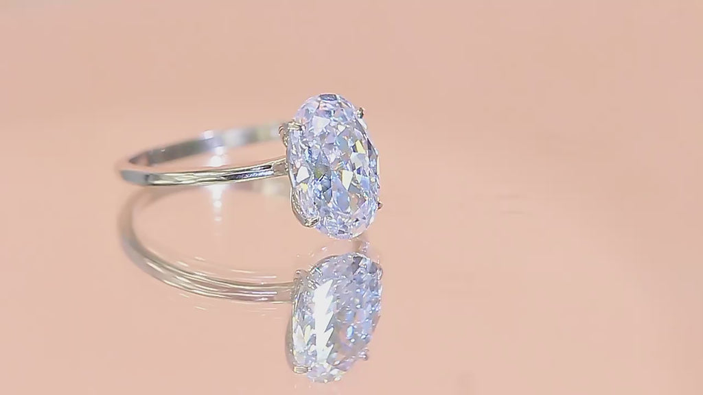 925 Sterling Silver Oval Cut Cubic Zirconia Engagement Ring | Sparkling Bridal Ring for Women