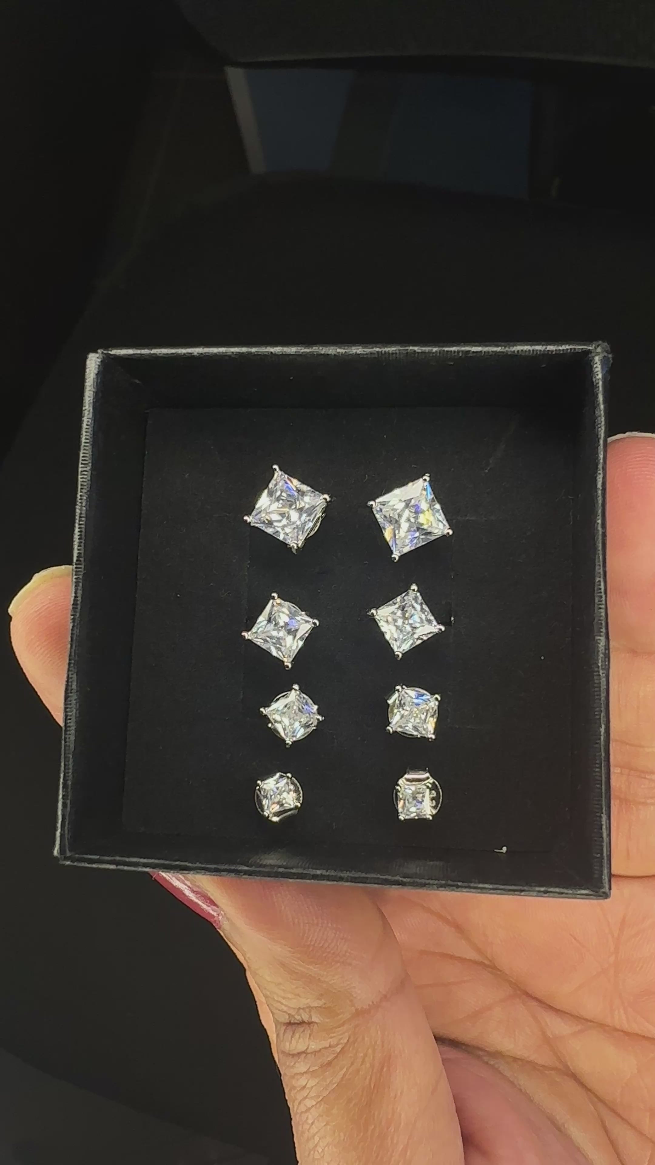 925 Sterling Silver Princess Cut CZ Square Stud Earrings | 3mm–6mm Hypoallergenic.
