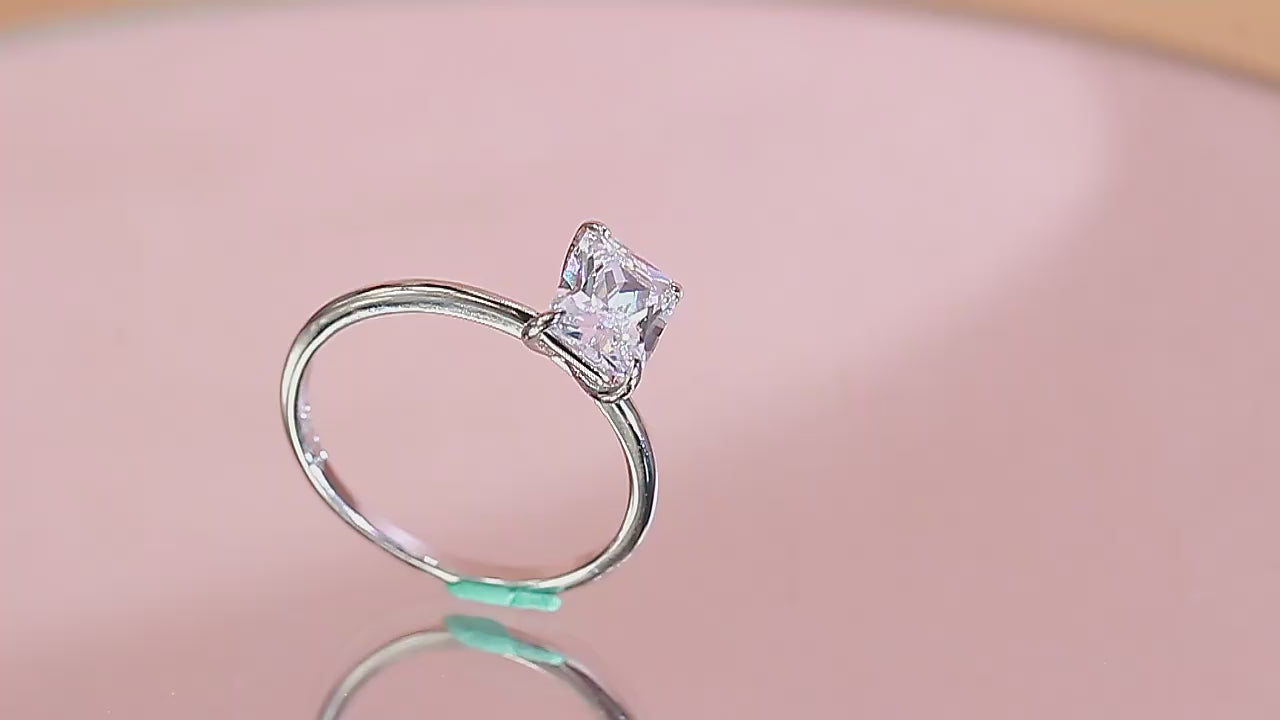 Emerald Cut 925 Sterling Silver CZ Ring – Timeless Rectangle Elegance