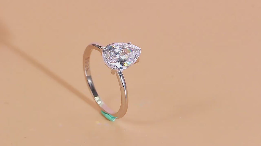 Sparkle Drop Promise Ring – 2CT cut CZ in 925 Sterling Silver