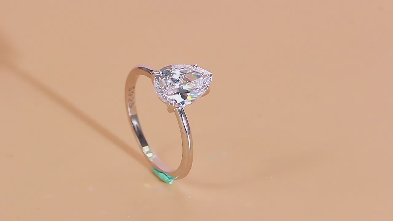 Sparkle Drop Promise Ring – 2CT cut CZ in 925 Sterling Silver