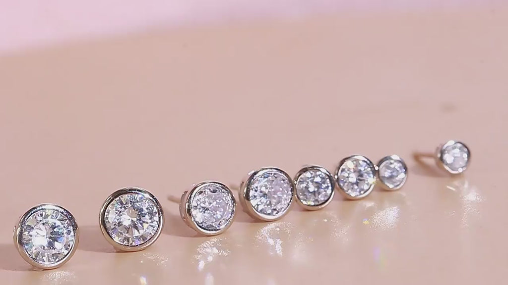 Minimal Round CZ Stud Earrings | 925 Silver | Minimal Studs 3mm/4mm/5mm/6mm
