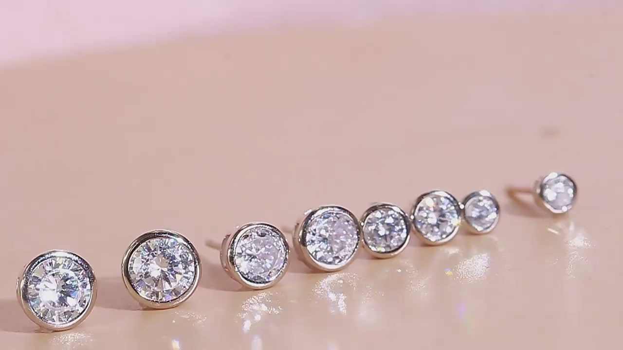 Minimal Round CZ Stud Earrings | 925 Silver | Minimal Studs 3mm/4mm/5mm/6mm