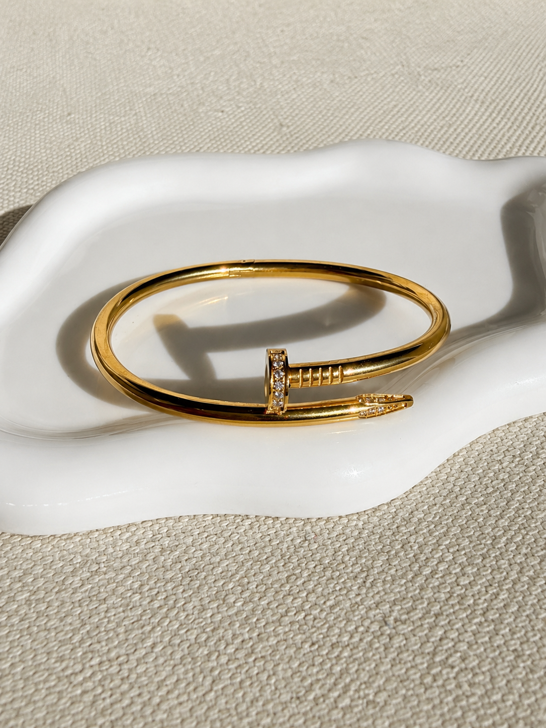 Gold Nail Bangle – 18K PVD Gold Plated Stainless Steel Bracelet | 19cm